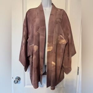 Pale Pink Silk Kimono featuring Cloud Pattern